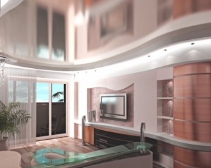 Современный потолок металлик