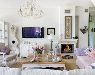 Pомантический стиль оформления гостиной